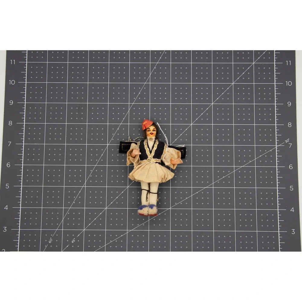 Vintage Greek‎ Evzone Doll Traditional Folk Costume Fustanella Souvenir 4.5 Inch